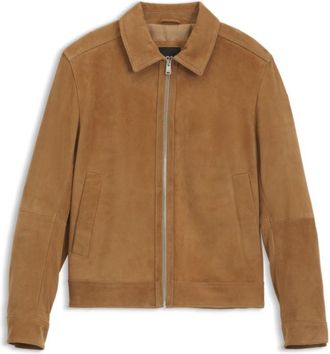 BOSS Suede leather jacket with zipper closure