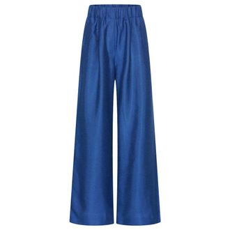 By-Bar Amsterdam Celin Gloss Pants - Dames - Broeken - Blauw - Maat: M Linnen