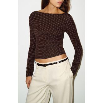 Reformation Wiley Ballet Neck Top in Pin Dot at Nordstrom, Size X-Small