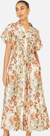 Yumi Relaxed Boho Print Maxi Shirt Dress in Ivory at Nordstrom, Size 14