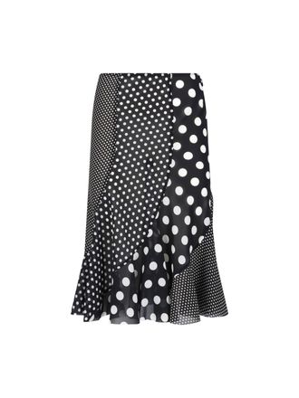 Junya Watanabe Black Polka Dot Patchwork Ruffled Skirt
