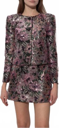 Self Portrait Floral Sequin Jacket In Multicolour