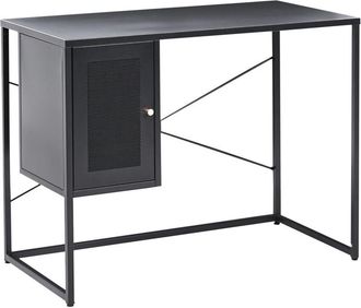 Beliani Escritorio De Metal Para Oficina En Casa Con Almacenaje Acero Con Recubrimiento En Polvo Industrial Negro Harjo