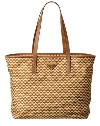 Prada Logo Nylon & Leather Tote
