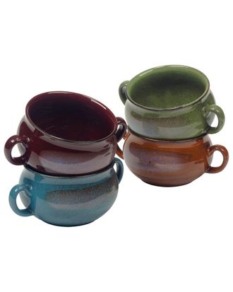 Certified International Set Of 4 Stoneware Reactive Glaze 24Oz Soup Crocks