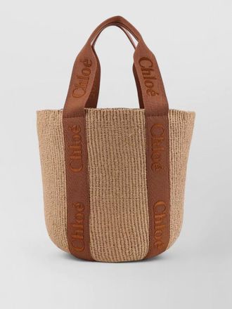 Chlo&eacute; woody raffia shoulder bag