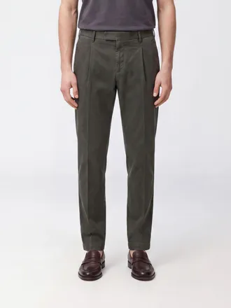 Pantaloni Torino Pleated Slim Fit Tailored Trousers in Stretch Cotton