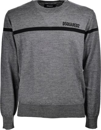 Dsquared2 Moderne Regular Fit Pullover Trui - Heren - Ronde hals truien - Grijs - XL - Truien & Vesten
