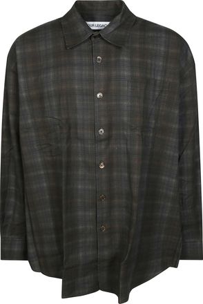 Our Legacy Borrowed Oversized Plaid Asymmetrical Shirt