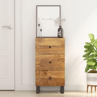vidaXL Aparador Con 3 Cajones Hierro Madera Maciza Mango 40x33,5x75 Cm Vidaxl