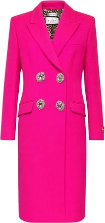 Philipp Plein Coat Long - Dames - Mantel - Roze - L - Wol - Jassen