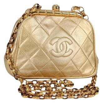 Chanel Pre-owned Leather chanel-bags - Dames - Pre-owned - Geel - Maat: ONE Size Leer