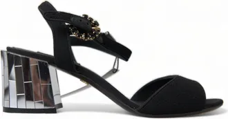 Dolce & Gabbana Black Crystals Ankle Strap Sandals Womens Shoes