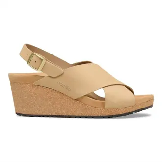 Birkenstock Womens Samira Nubuck Leather Wedge Sandals In Sandcastle