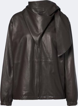 Loewe Scarf-detail leather jacket