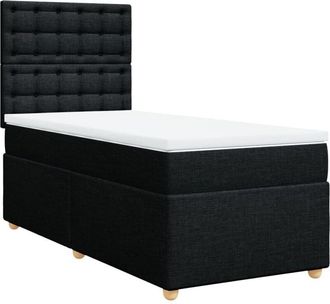vidaXL Vidaxl - Cama Box Spring Con Colch&oacute;n Tela Negro 90x200 Cm