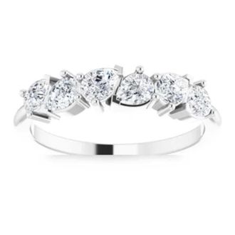 Pompeii3 1 1/3CtPear Shaped Diamond Anniversary Band 14k Gold Lab Grown