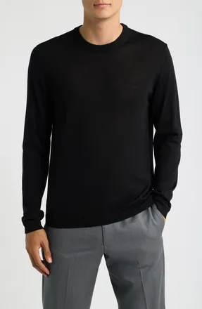 Jack Victor Wool & Silk Crewneck Sweater in Black at Nordstrom, Size Xx-Large