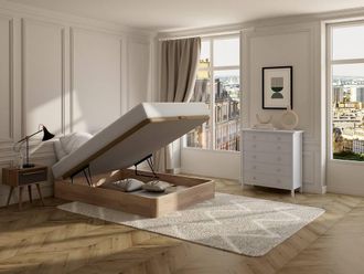 Vente-Unique Ottoman Bed Frame - 140 X 190 Cm - Light Natural - HESTIA By YSM&Eacute;E in Light Oak | Size: Double