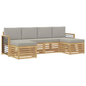 vidaXL Juegos De Sof&aacute;s 6 Pcs Blanco Y Gris Claro 249 X 122,5 X 73 Cm Vidaxl