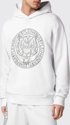 Plein Sport Felpa con cappuccio Tiger in cotone con logo a contrasto