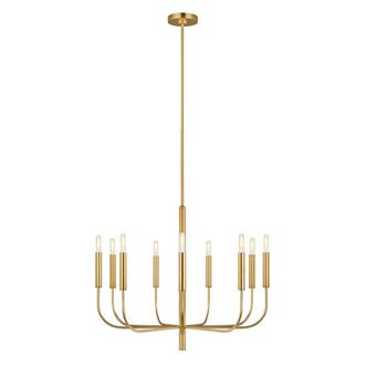 Loops 9 Bulb Chandelier Hanging Pendant LIght Burnished Brass LED E14 60W Bulb