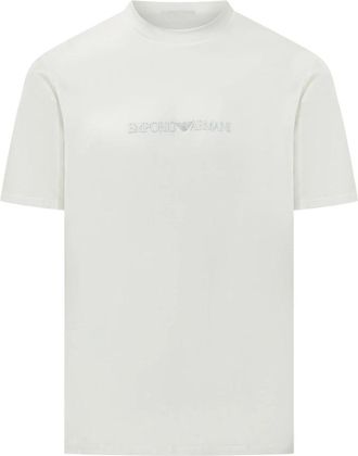 Emporio Armani T-shirt met borstlogo - Heren - T-shirts - Wit - 2XL - Katoen - Tops