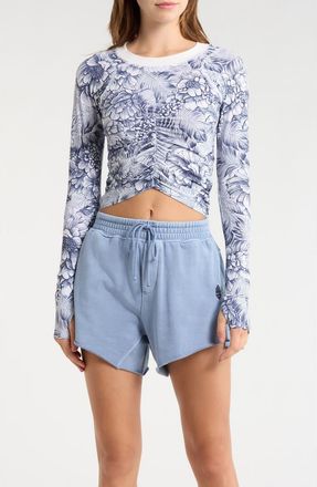 Free People FP Movement Tempo Ruched Crop Top in Wildside Navy Combo at Nordstrom, Size X-Large Regular