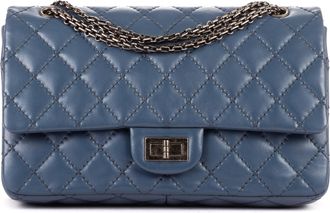 Chanel Pre-owned Womens 2.55 Double Flap Jumbo Shoulder Bag - Blue - One Size