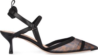 Fendi Womens Pointy-Toe Slingback Colibr&igrave; Lite Brown Polyamide; Lamb Leather Shoe