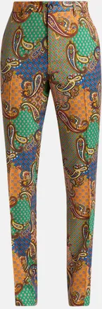 Etro Men & apos;s Wool Patchwork Flat-Front Trousers