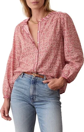 Marine Layer Vivian Floral Button Through Blouse in Blush Floral at Nordstrom, Size X-Small