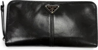 Prada Black Leather Long Wallet (Bi-Fold) (Pre-Owned)