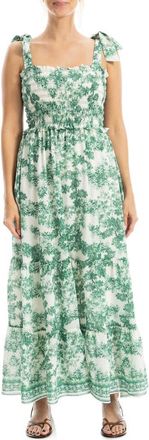 Max Studio Print Tie Strap Maxi Dress in Cream/Meadow at Nordstrom Rack, Size X-Large