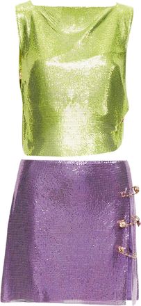 Versace Metal Chainmail Safety Pin Top Skirt