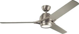 Elstead Lighting Ventilador de techo LED 152 cm acero madera n&iacute;quel