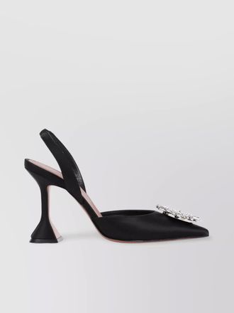 Amina Muaddi silk crystal-embellished slingback pumps