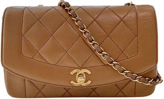 Chanel Vintage camel leather quilted small Diana flap bag