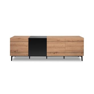 Calicosy Aparador bajo 4 puertas 200 cm - acabado madera y negro