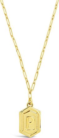 Sterling Forever Hexagon Tag Initial Necklace