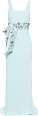 Badgley Mischka sash-detail sleeveless gown - women - Polyester/Spandex/Elastane/Polyester - 6 - Blue