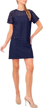 CeCe by Cynthia Steffe Circle Eyelet Shift Dress in Classic Navy at Nordstrom, Size Small