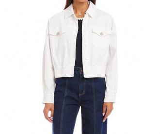 Karen Kane Novelty Button Jean Jacket In Off White