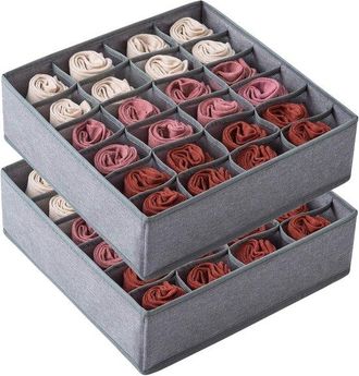 OEM Organizador De Calcetines Para Armario (paquete De 2): Separador De Cajones Plegable Con 24 Compartimentos Para Ropa Interior Y Lencer&iacute;a