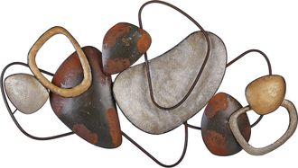 Beliani Beliani - Decoraci&oacute;n De Pared De Metal Marr&oacute;n Dorado Lat&oacute;n 88 X 50 Cm Geom&eacute;trico Cobalt