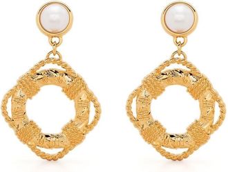 Moschino lifebouy pearl-detail earrings - women - Brass/Zamak/Resin - OS - Gold