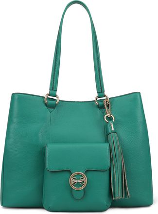 Paul Costelloe Genuine Leather Tote/Shoulder Bag for Women - Elegant, Spacious, and Versatile Handbag, SHEBELLE (ULTRAMARINE GREEN - LIGHT GREEN)