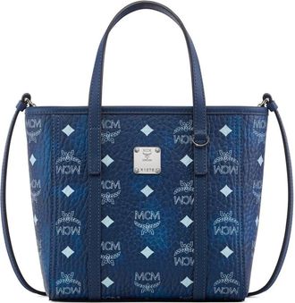 MCM Mcm, Tassen, Dames, Blauw, ONE Size, Leer, Aren Bucket Tote