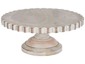 Beliani Vassoio Elegante E Decorativo Per Torte, Supporto Per Pasticceria, Espositore, Supporto Per Servire Intagliato In Legno Di Mango Chiaro Memfis