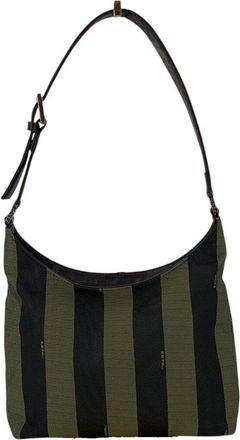 Fendi Fendi Green Pequin Cotton Shoulder Bag (Authentic Pre-Loved)